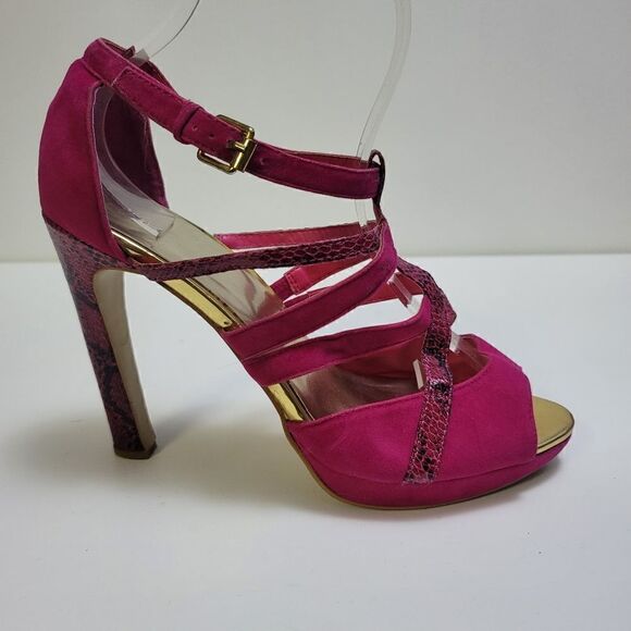 Mixx shuz pink and snake print platform heels - Picture 10 of 11
